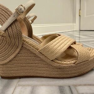 Jimmy Choo Elegant Tan Wedge Sandals